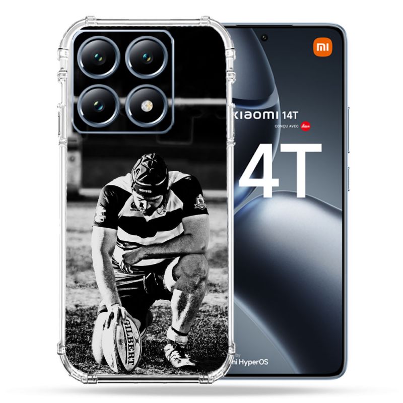 Coque Renforcée Pour Xiaomi 14T Pro Sport Rugby Noir Blanc