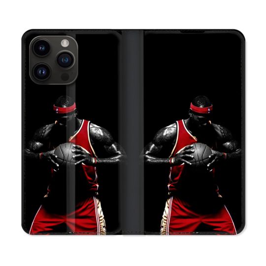 Housse Cuir Portefeuille Pour Iphone 16 Pro Plus Sport Basketeur