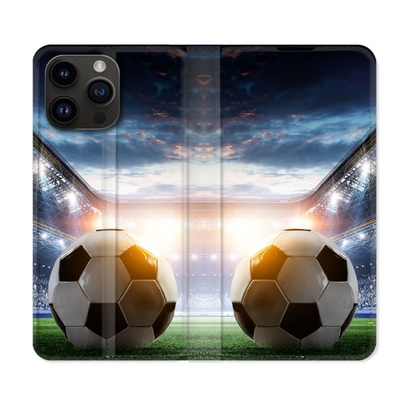 Housse Cuir Portefeuille Pour Iphone 16 Pro Plus Sport Football Stade