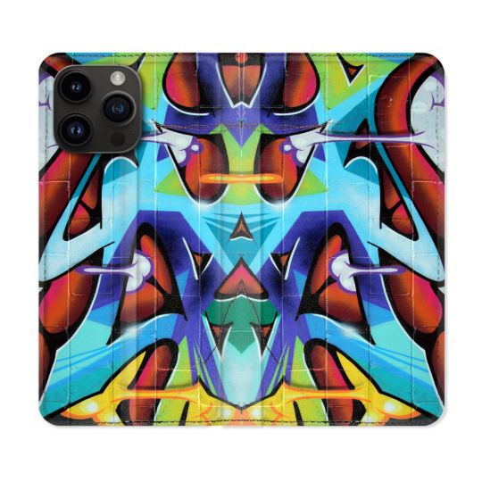 Housse Cuir Portefeuille Pour Iphone 16 Pro Plus Street Art Graf Color