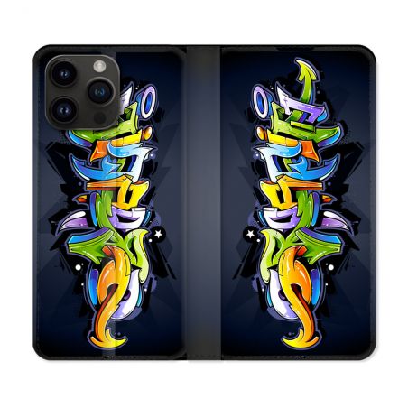 Housse Cuir Portefeuille Pour Iphone 16 Pro Plus Street Art Graffiti
