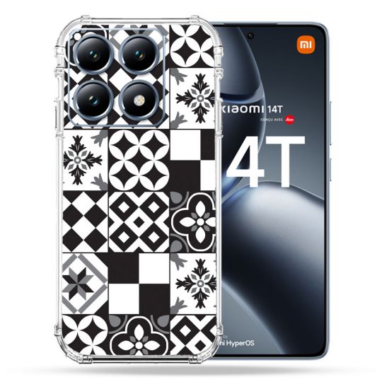 Coque Renforcée Pour Xiaomi 14T Pro Texture Carreau Ciment Noir