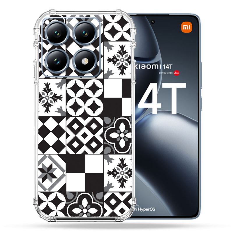 Coque Renforcée Pour Xiaomi 14T Pro Texture Carreau Ciment Noir