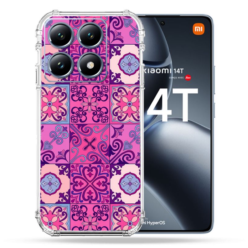 Coque Renforcée Pour Xiaomi 14T Pro Texture Carreau Ciment Violet