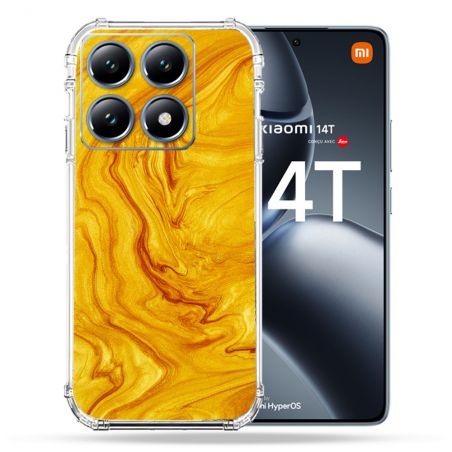 Coque Renforcée Pour Xiaomi 14T Pro Texture Marbre Jaune