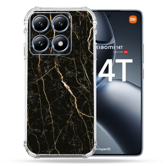 Coque Renforcée Pour Xiaomi 14T Pro Texture Marbre Noir