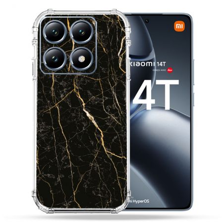 Coque Renforcée Pour Xiaomi 14T Pro Texture Marbre Noir