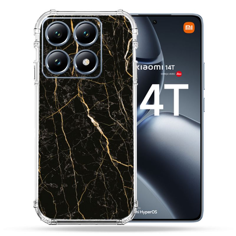Coque Renforcée Pour Xiaomi 14T Pro Texture Marbre Noir