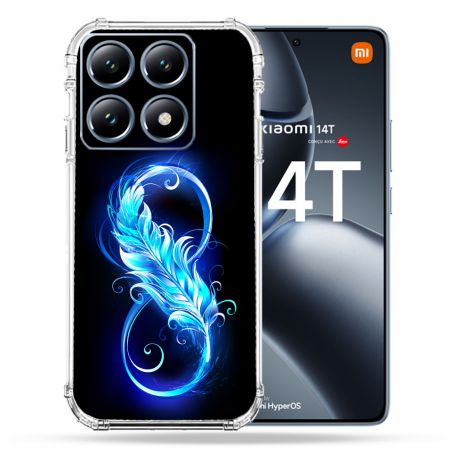Coque Renforcée Pour Xiaomi 14T Pro Texture Plume Infini Bleu
