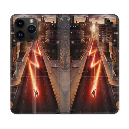 Housse Cuir Portefeuille Pour Iphone 16 Pro Plus The Flash City