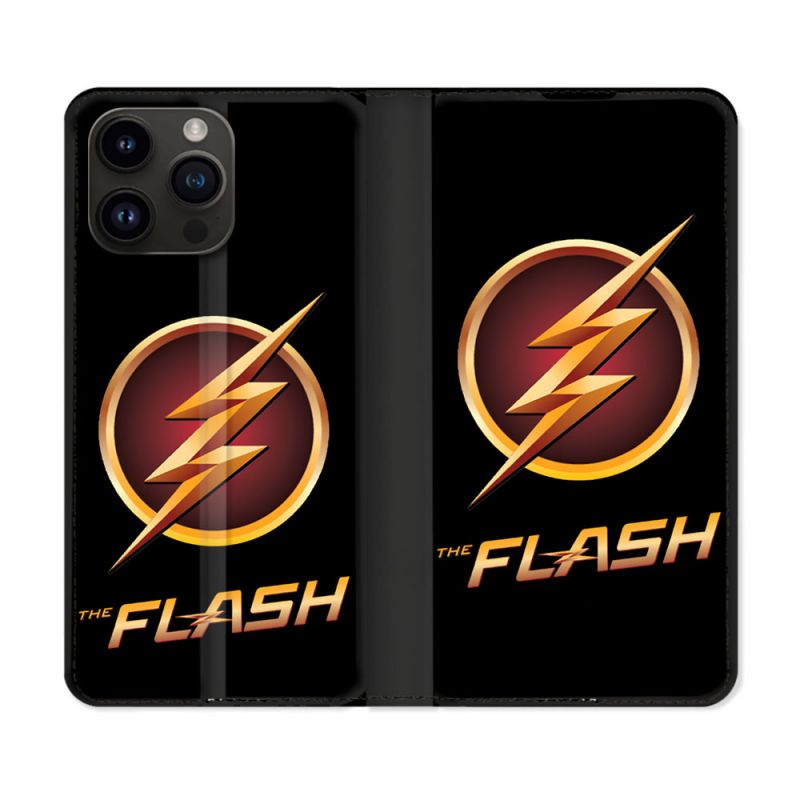 Housse Cuir Portefeuille Pour Iphone 16 Pro Plus The Flash Logo