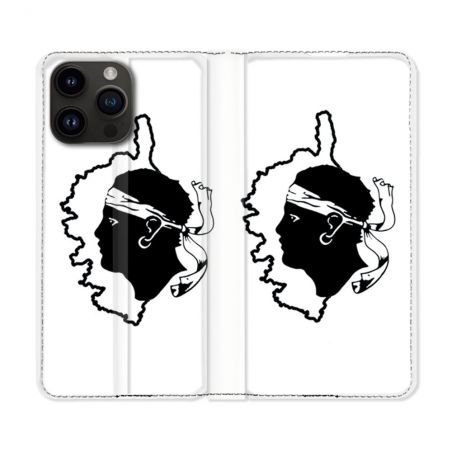 Housse Cuir Portefeuille Pour Iphone 16 Pro Plus Voyage Corse Blanc