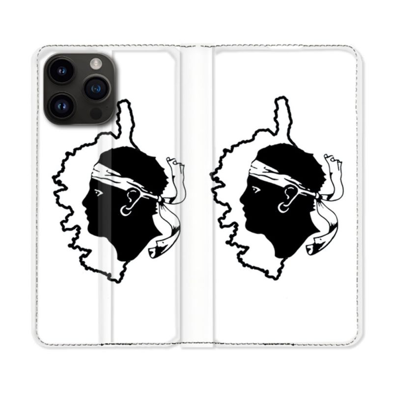 Housse Cuir Portefeuille Pour Iphone 16 Pro Plus Voyage Corse Blanc
