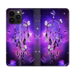 Housse Cuir Portefeuille Pour Iphone 16 Pro Plus Zen Attrape Reve Papillon