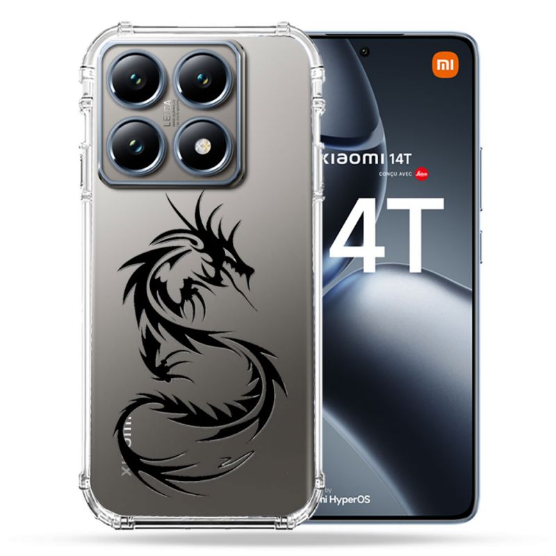 Coque Transparente Pour Xiaomi 14T Pro Dragon Noir