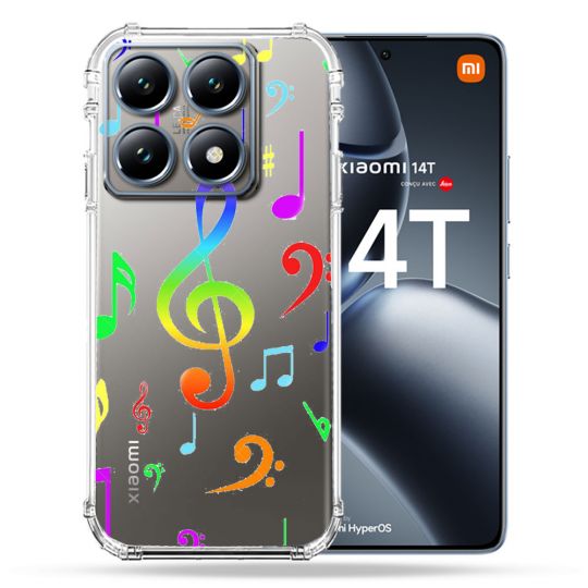 Coque Transparente Pour Xiaomi 14T Pro Note Musique Colore
