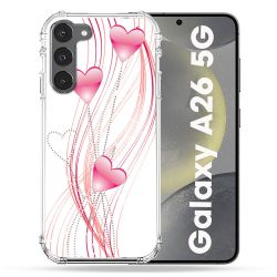Coque renforcée Pour Samsung Galaxy A26 5G Amour Coeur Rose Montant sur Blanc