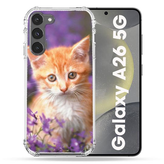 Coque renforcée Pour Samsung Galaxy A26 5G Animal Chat Violet
