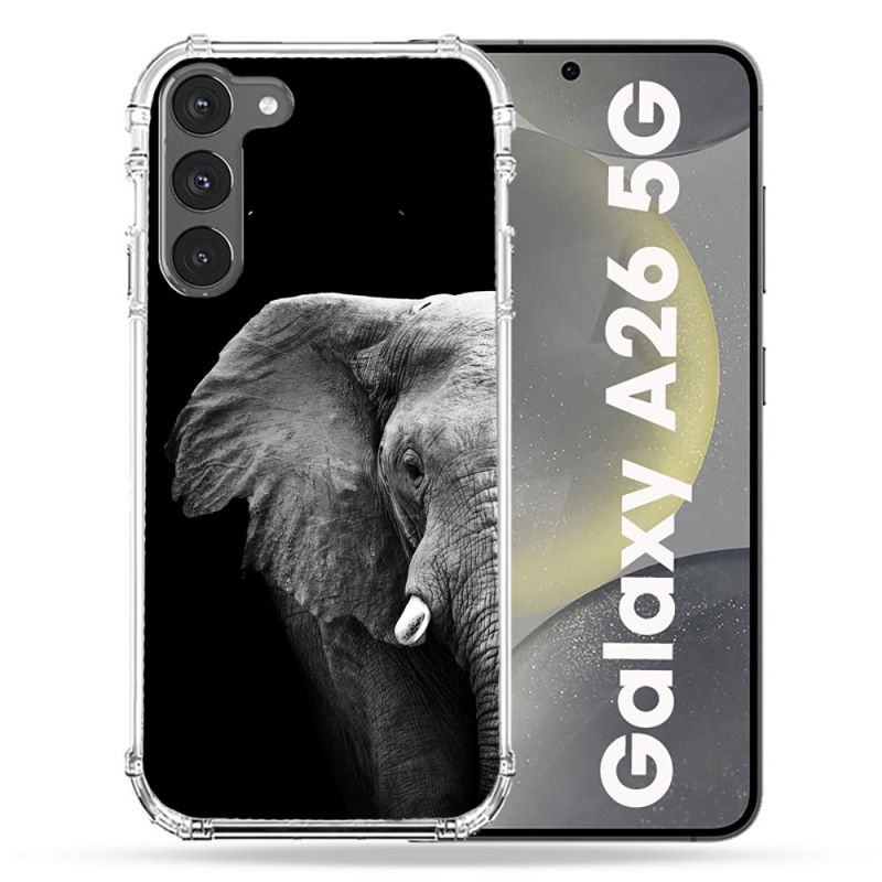 Coque renforcée Pour Samsung Galaxy A26 5G Animal Elephant Noir