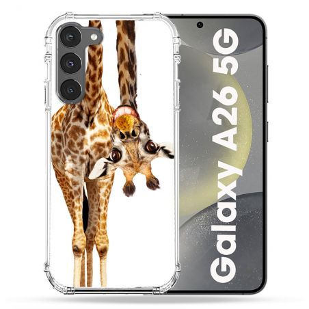 Coque renforcée Pour Samsung Galaxy A26 5G Animal Girafe Blanche