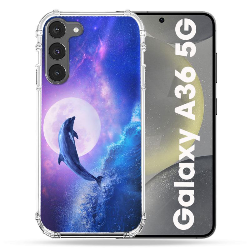 Coque Renforcée Pour Samsung Galaxy A36 5G Animal Dauphin Vague