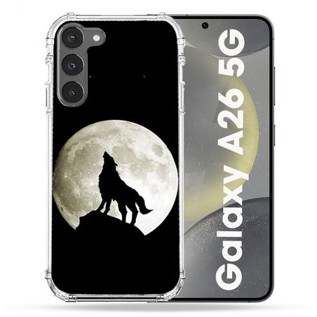Coque renforcée Pour Samsung Galaxy A26 5G Animal Loup Noir
