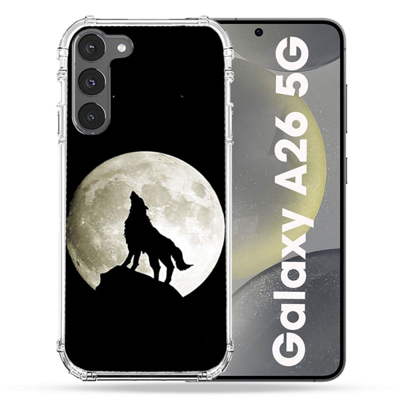 Coque renforcée Pour Samsung Galaxy A26 5G Animal Loup Noir