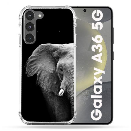 Coque Renforcée Pour Samsung Galaxy A36 5G Animal Elephant Noir