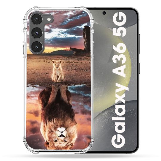 Coque Renforcée Pour Samsung Galaxy A36 5G Animal Lion Reflet