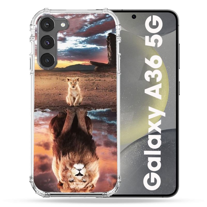 Coque Renforcée Pour Samsung Galaxy A36 5G Animal Lion Reflet