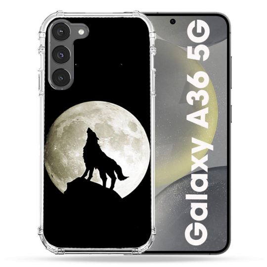 Coque Renforcée Pour Samsung Galaxy A36 5G Animal Loup Noir