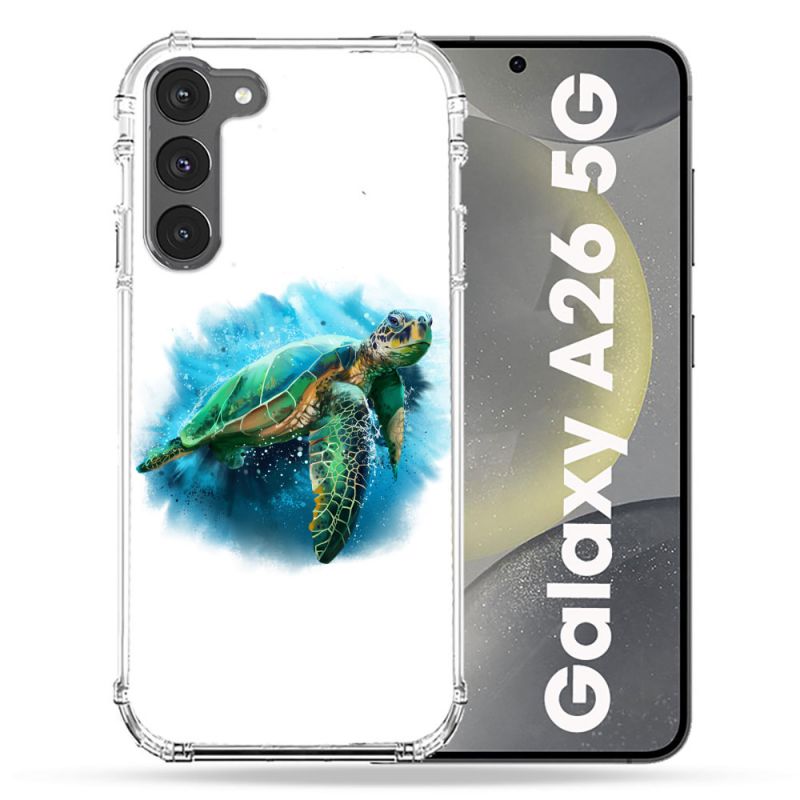 Coque renforcée Pour Samsung Galaxy A26 5G Animal Tortue Blanche multicolore