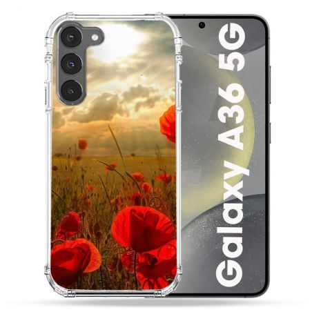 Coque Renforcée Pour Samsung Galaxy A36 5G Fleur Coquelicot