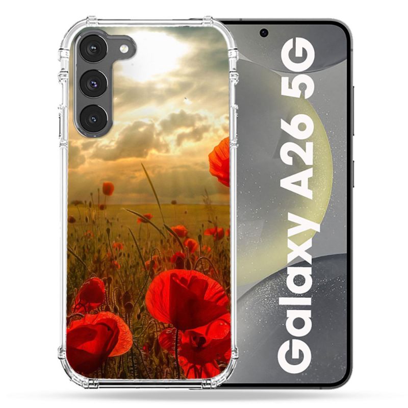 Coque renforcée Pour Samsung Galaxy A26 5G Fleur Coquelicot
