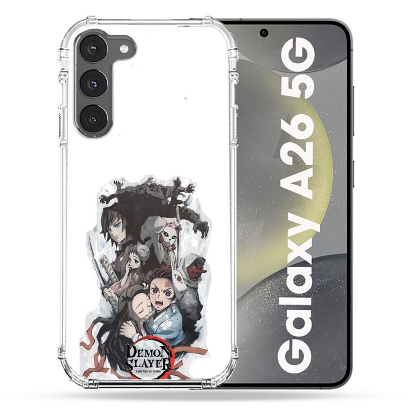 Coque renforcée Pour Samsung Galaxy A26 5G Manga Demon Slayer Blanc
