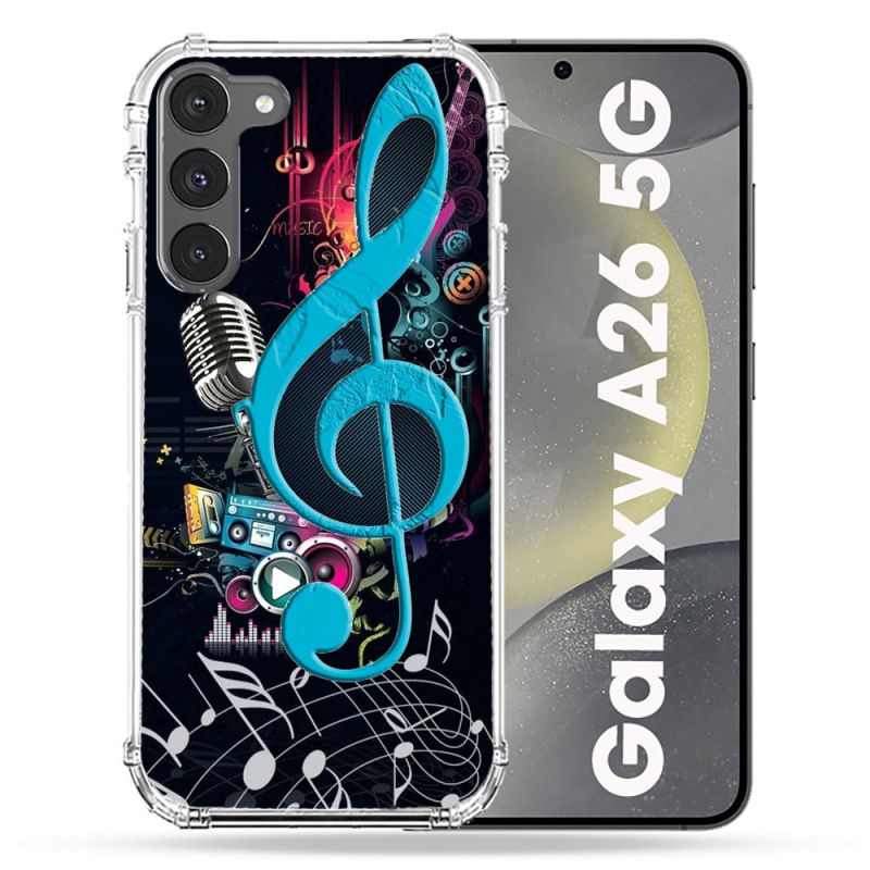Coque renforcée Pour Samsung Galaxy A26 5G Musique Cle Sol Bleu