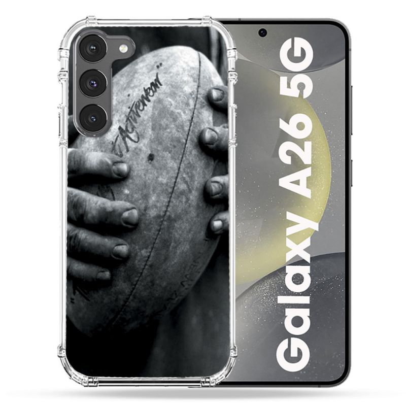 Coque renforcée Pour Samsung Galaxy A26 5G Sport Rugby Ballon Vintage