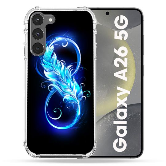 Coque renforcée Pour Samsung Galaxy A26 5G Texture Plume Infini Bleu