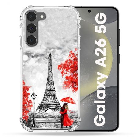 Coque renforcée Pour Samsung Galaxy A26 5G Voyage France Paris Rouge