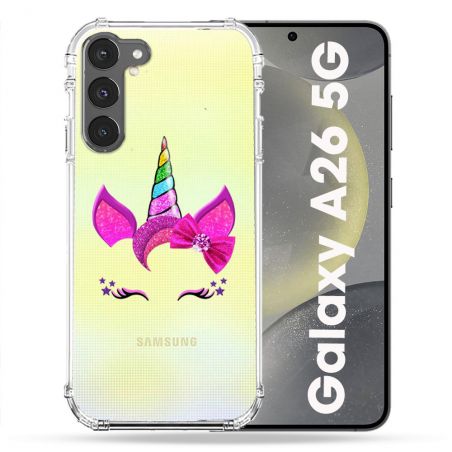 Coque Transparente Pour Samsung Galaxy A26 5G Licorne Paillette