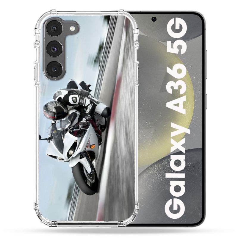 Coque Renforcée Pour Samsung Galaxy A36 5G Moto Course GP Blanche