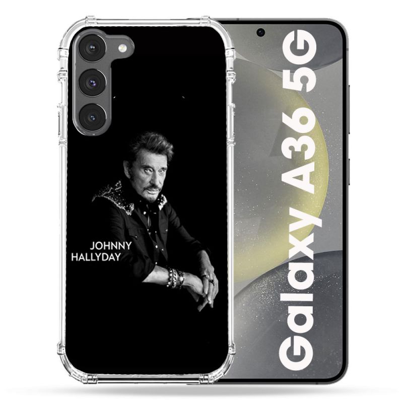 Coque Renforcée Pour Samsung Galaxy A36 5G Musique Johnny Hallyday Noir