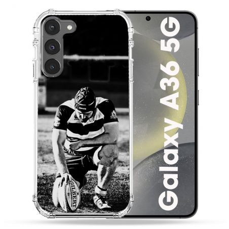 Coque Renforcée Pour Samsung Galaxy A36 5G Sport Rugby Noir Blanc