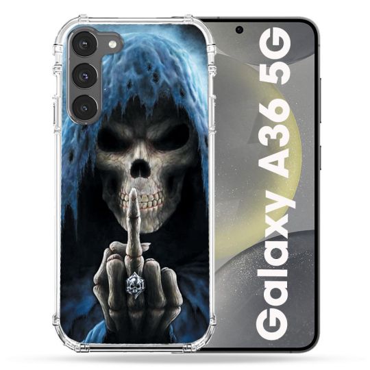 Coque Renforcée Pour Samsung Galaxy A36 5G Tete de Mort Doigt