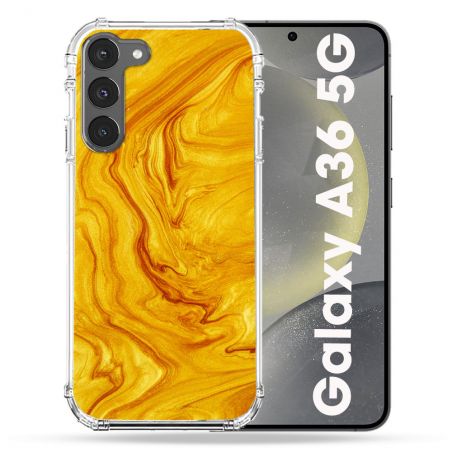 Coque Renforcée Pour Samsung Galaxy A36 5G Texture Marbre Jaune