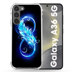 Coque Renforcée Pour Samsung Galaxy A36 5G Texture Plume Infini Bleu