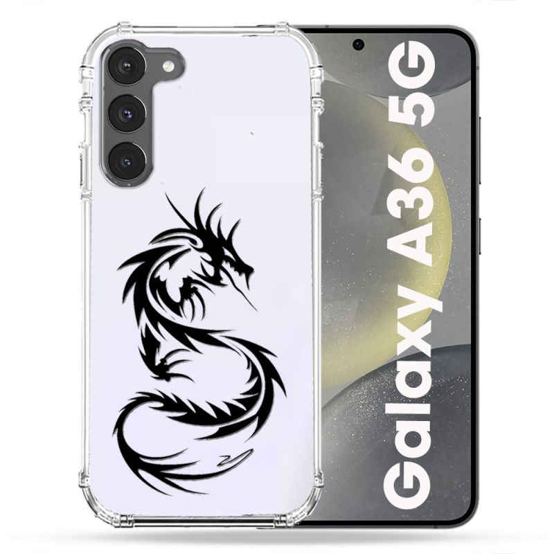 Coque Transparente Pour Samsung Galaxy A36 5G Dragon Noir
