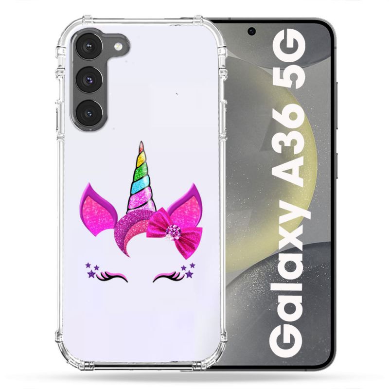 Coque Transparente Pour Samsung Galaxy A36 5G Licorne Paillette