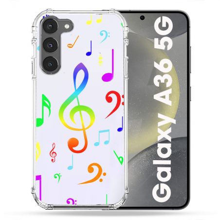 Coque Transparente Pour Samsung Galaxy A36 5G Note Musique Colore