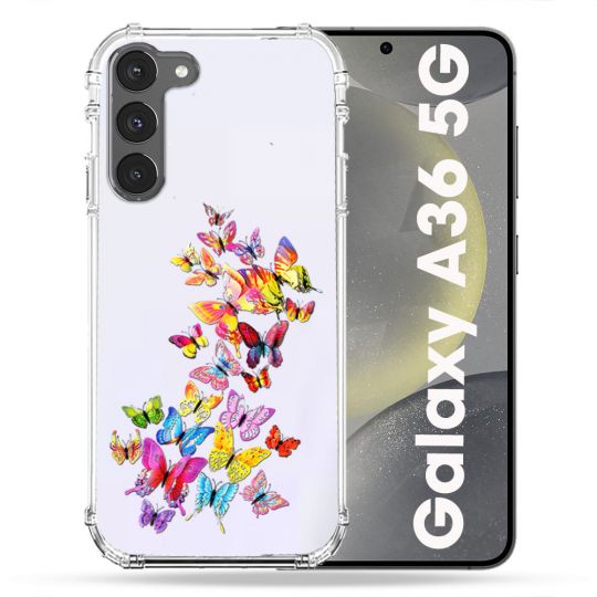 Coque Transparente Pour Samsung Galaxy A36 5G Papillon Multicolore